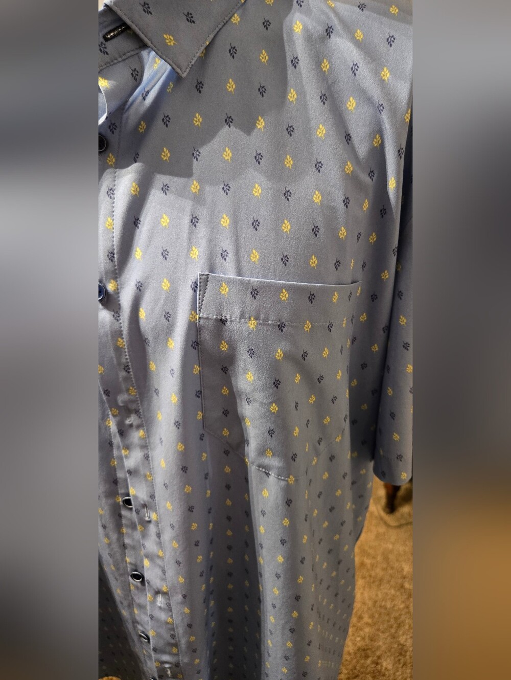 Mizzen+Main Sky Blue Shirt with Yellow and Navy Motifs